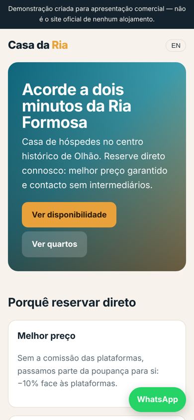 A mesma demonstração no telemóvel